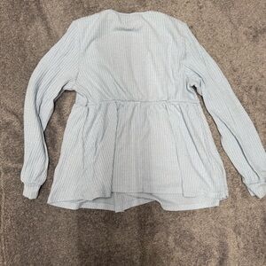 Women's Light Blue Ribbed Top